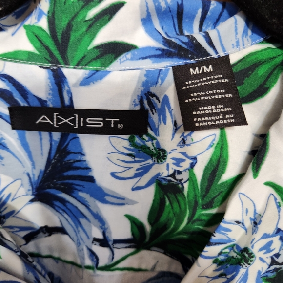 Axist Blue and Green Tropical Men's Shirt - Picture 5 of 7